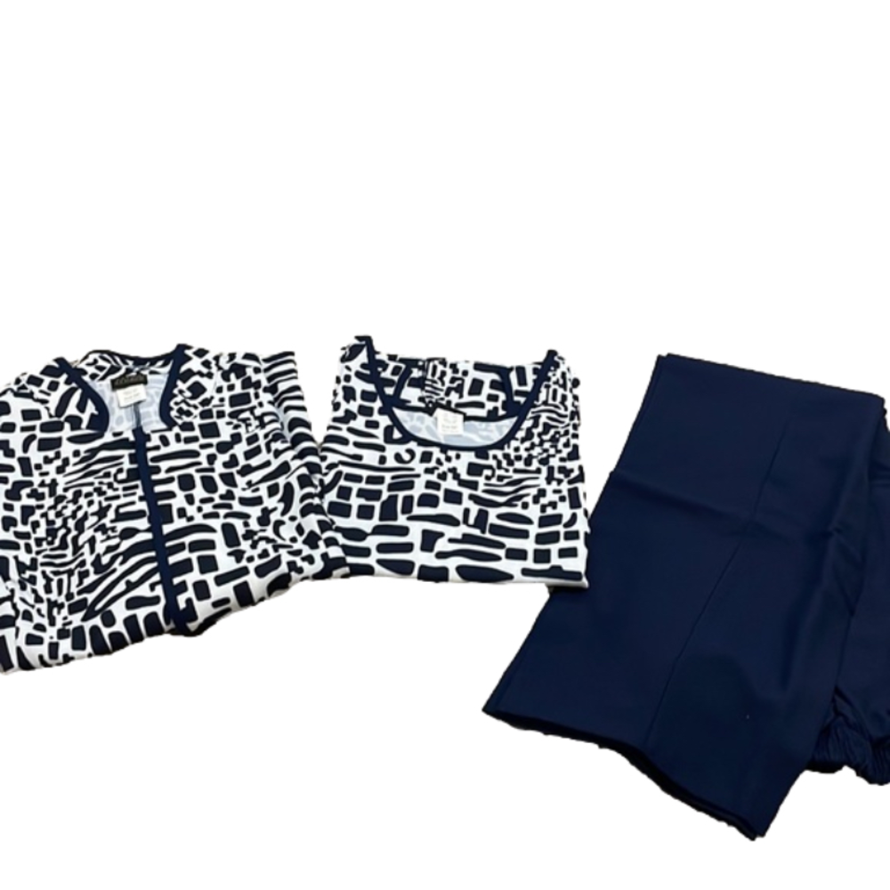 Salon Studio geometric print 3 pc Pant suit set Med NWT